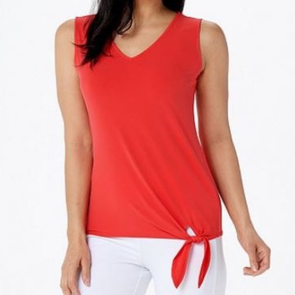 Susan Graver Tops - Susan Graver Liquid Knit Sleeveless Tie Front Top